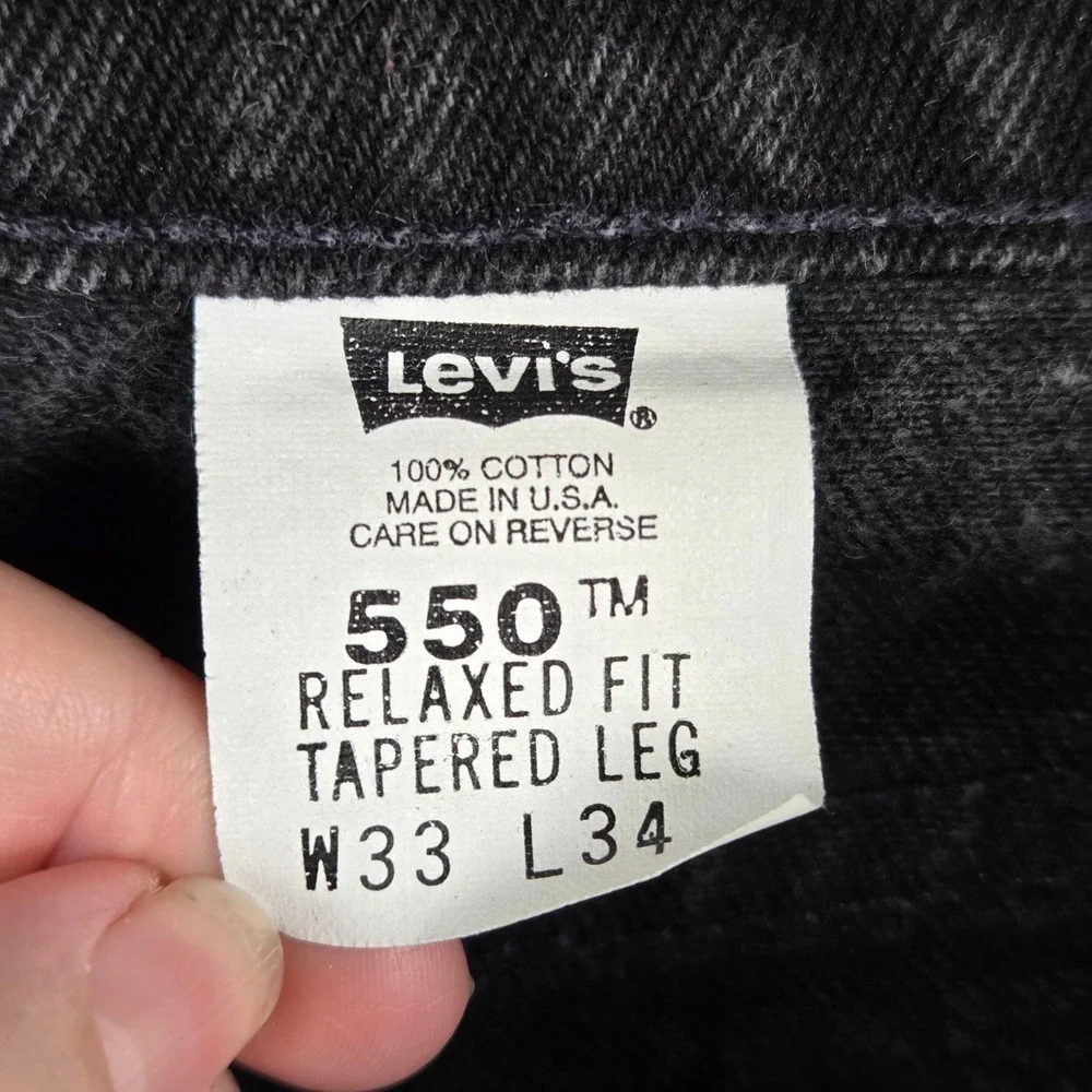 VTG Levis 550 Orange Tab Black Jeans Made In USA Mens 33x33 Relaxed Fit 90s
